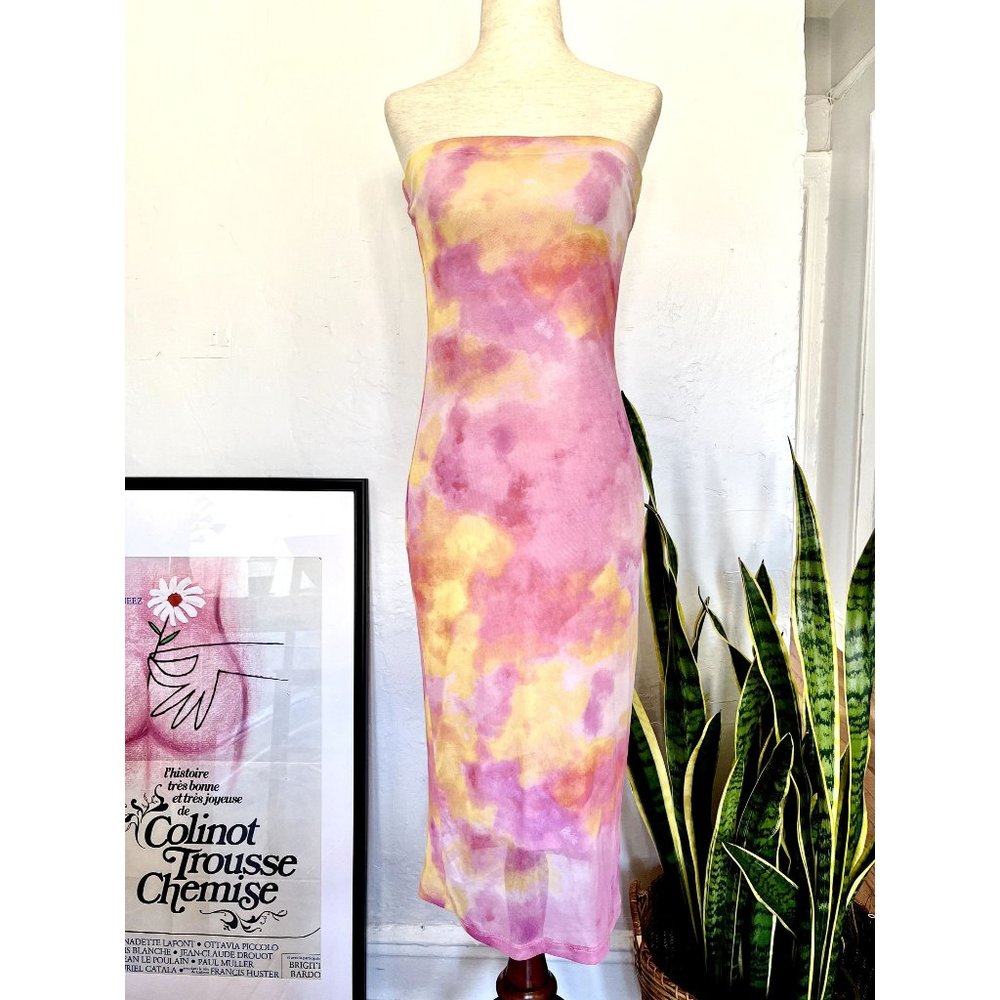 2000s Mesh TieDye Tube Dress